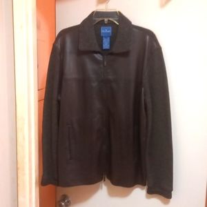Large dark brown faconnable lambskin leather/wool